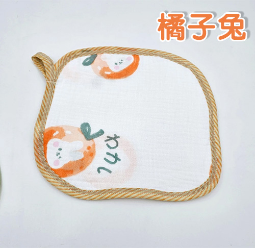 純棉4層紗 附掛勾擦手巾 幼兒園手帕
